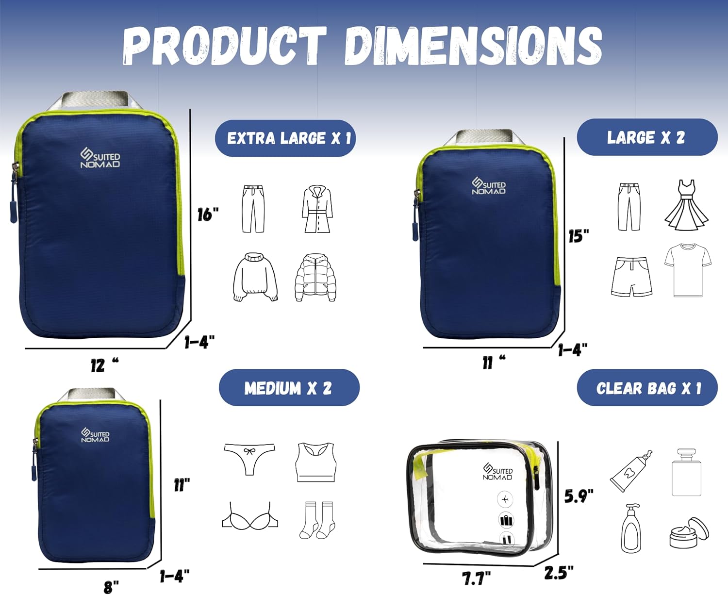 6 Set/3 Set Ultralight Compression Packing Cubes, Suitcase and Backpack Travel Organizer Bags - Image 3