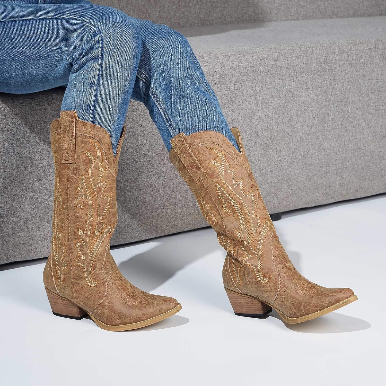 HISEA Rollda Cowboy Boots Women Western Boots Cowgirl Boots Ladies Pointy Toe Fashion Boots - Image 6