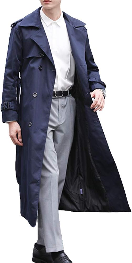 Pantete Man's Double Breasted Trench Coat Oversized Casual windbreaker Lapel Long Jacket Overcoat