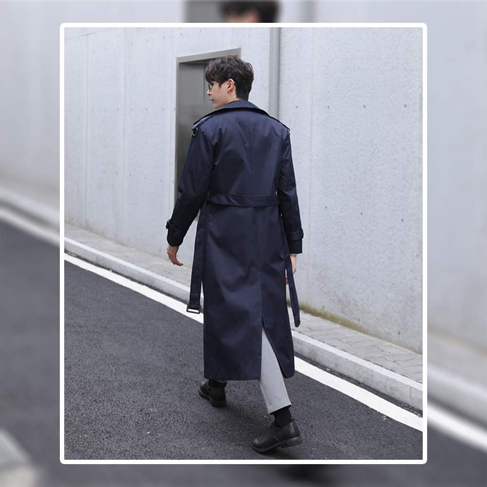 Pantete Man's Double Breasted Trench Coat Oversized Casual windbreaker Lapel Long Jacket Overcoat - Image 3