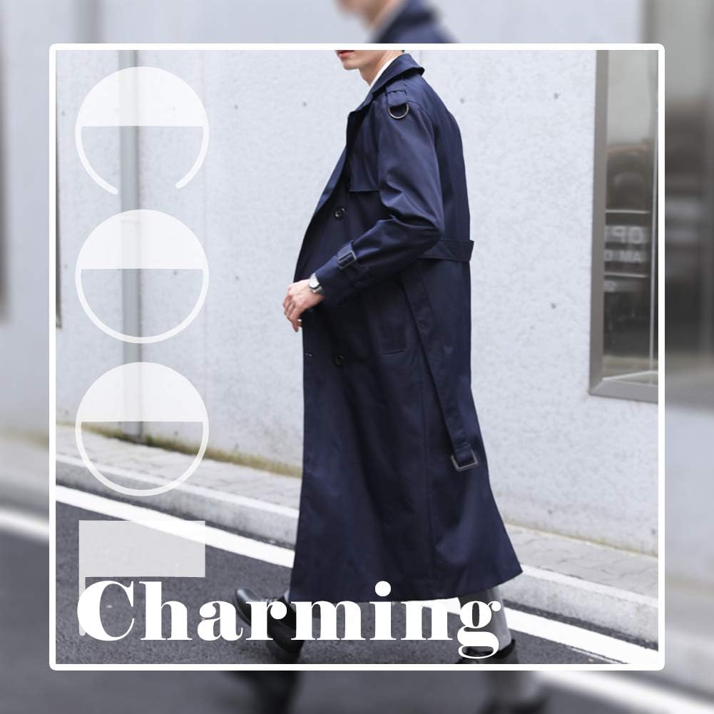 Pantete Man's Double Breasted Trench Coat Oversized Casual windbreaker Lapel Long Jacket Overcoat - Image 4