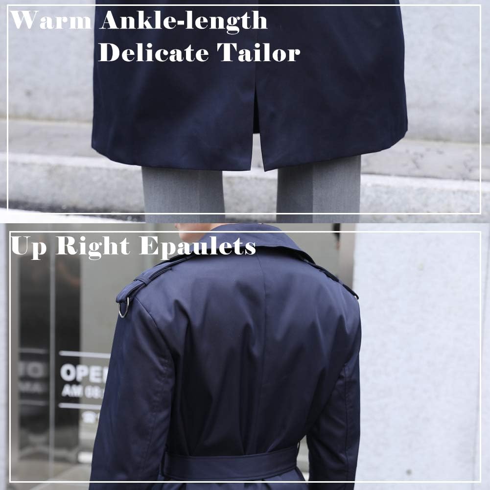Pantete Man's Double Breasted Trench Coat Oversized Casual windbreaker Lapel Long Jacket Overcoat - Image 6