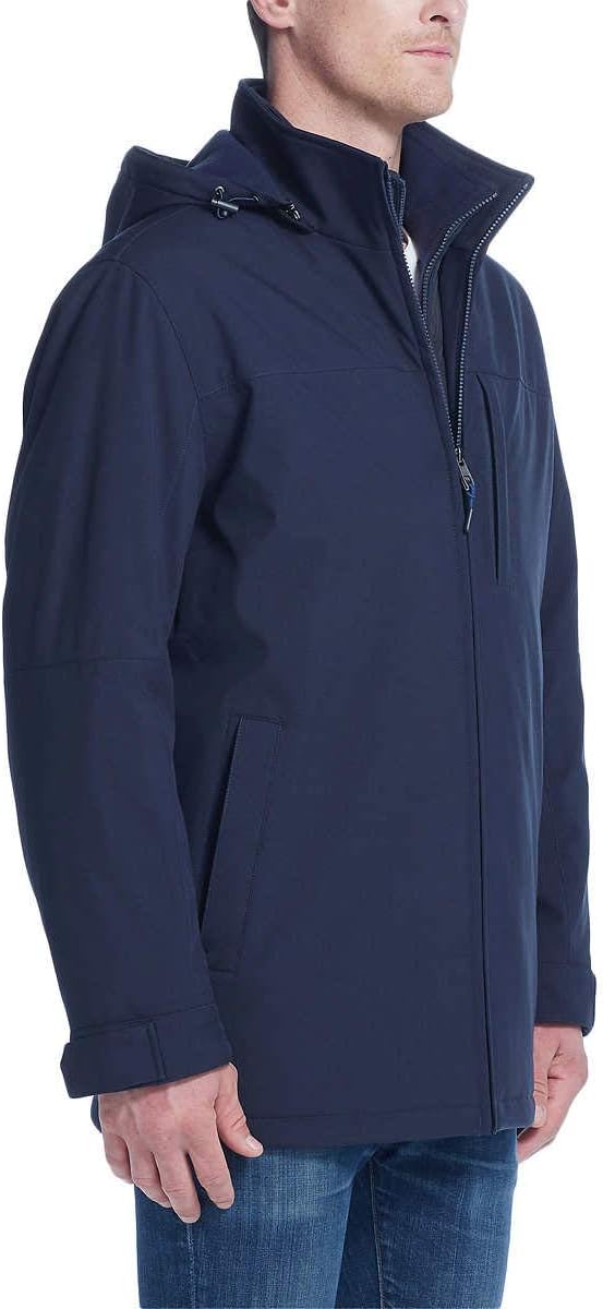 Weatherproof Ultra Tech Mens Jacket Winter Coat for Men Winter Coat Rain Jacket for Men with Fleece Bib and Removable Hood (Navy Htr, Medium) - Image 3