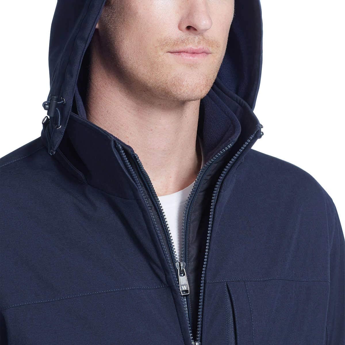 Weatherproof Ultra Tech Mens Jacket Winter Coat for Men Winter Coat Rain Jacket for Men with Fleece Bib and Removable Hood (Navy Htr, Medium) - Image 5