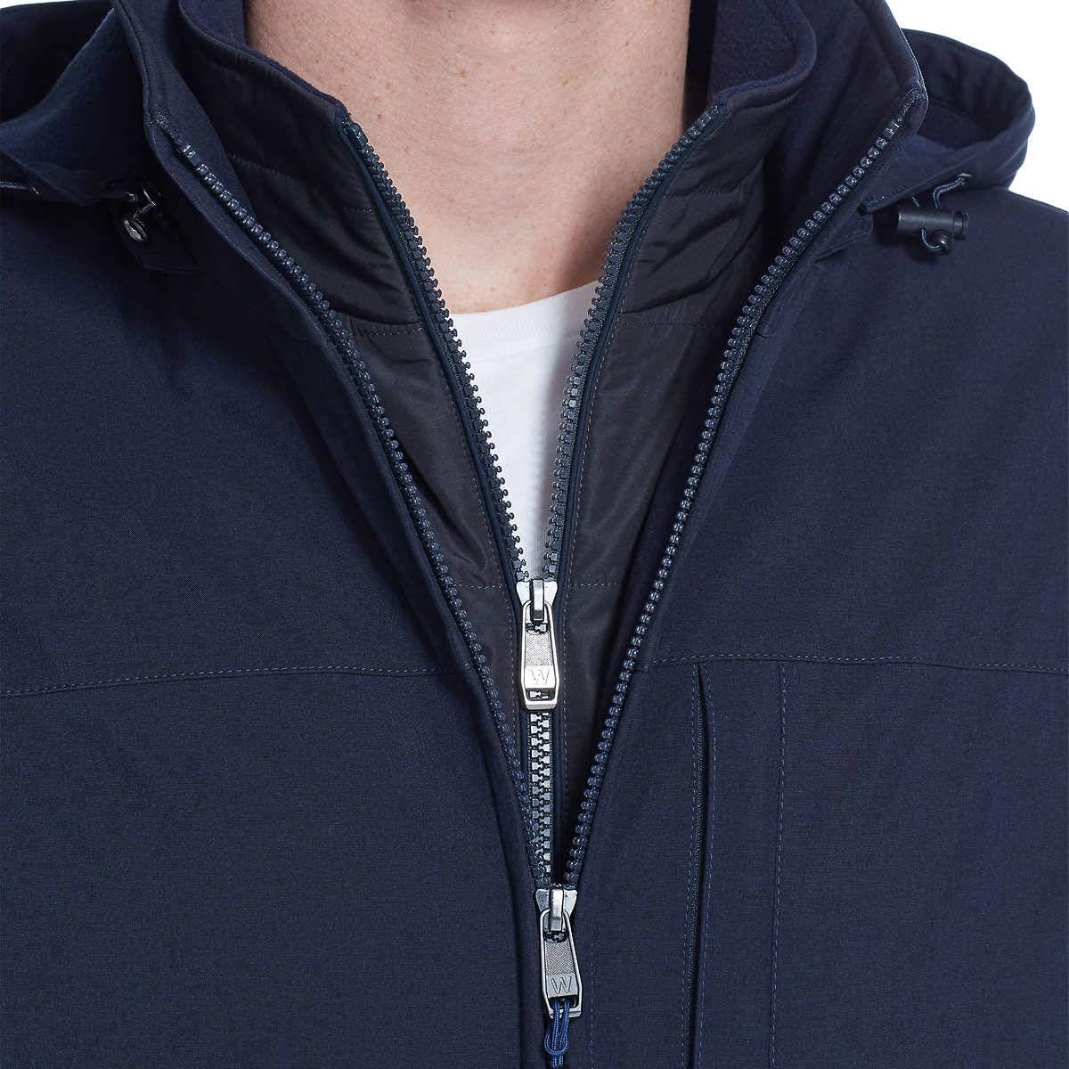 Weatherproof Ultra Tech Mens Jacket Winter Coat for Men Winter Coat Rain Jacket for Men with Fleece Bib and Removable Hood (Navy Htr, Medium) - Image 6